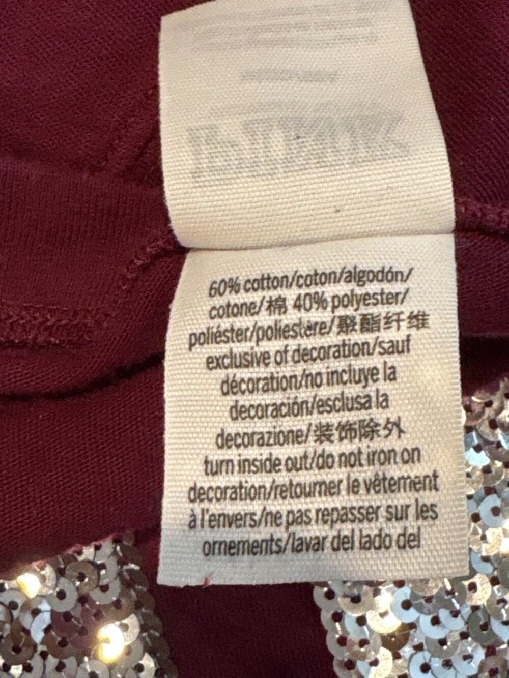 Pink Victorias Secret Burgundy Sequin Logo V-Neck Shirt Size M - Picture 4 of 5